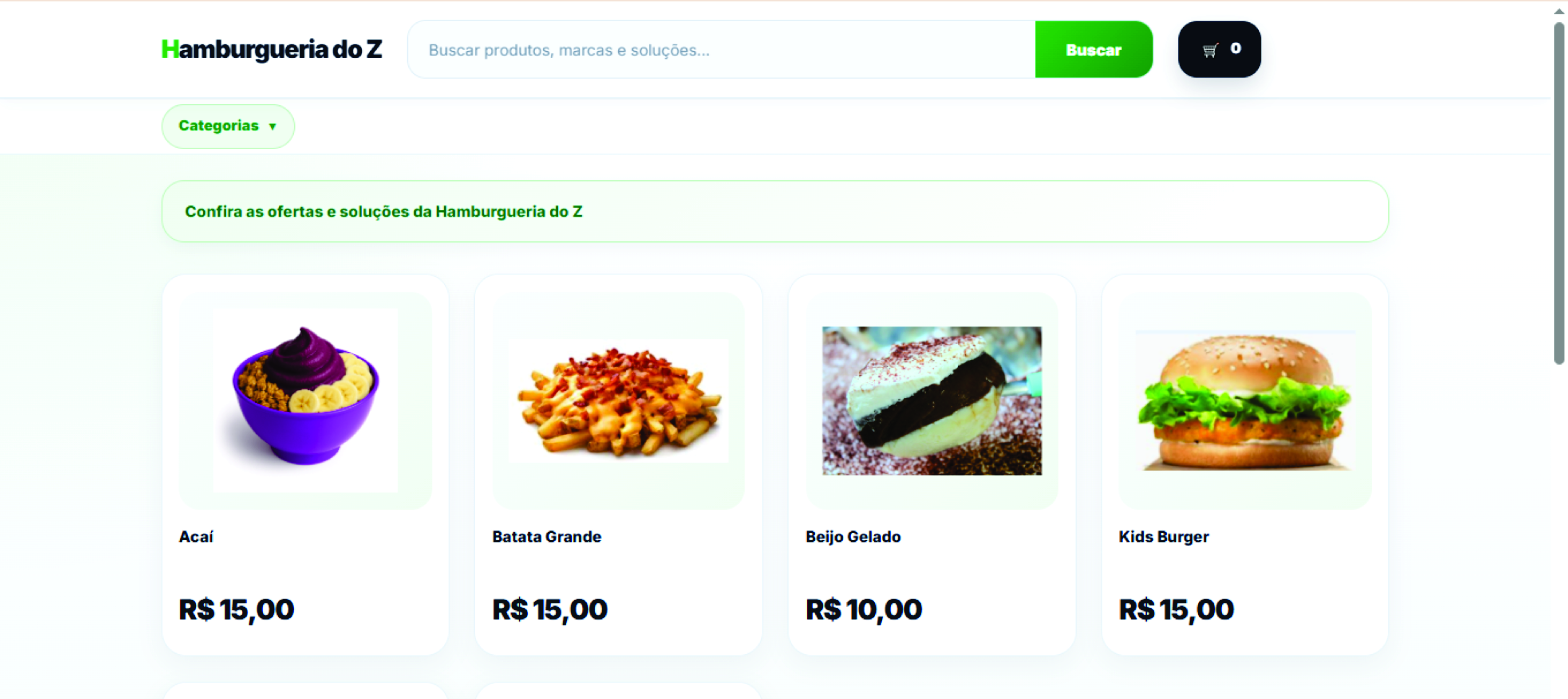 Tela da loja virtual da Alumbratec